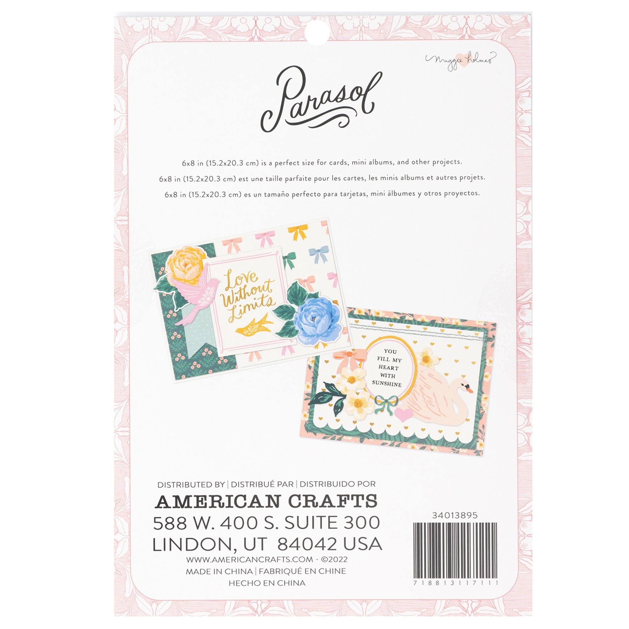American Crafts Maggie Holmes Parasol Single-Sided Paper Pad, 6" x 8"